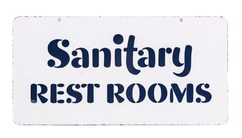 GULF SANITARY RESTROOMS DOUBLE-SIDED PORCELAIN SIGN