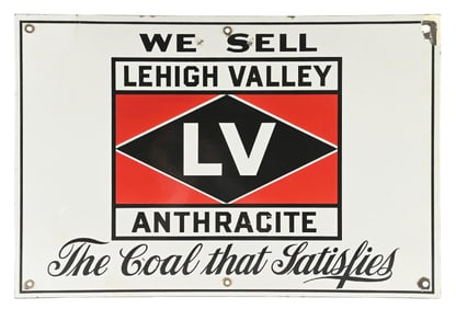 LEHIGH VALLEY ANTHRACITE PORCELAIN SIGN.