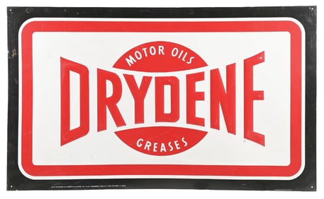 DRYDENE MOTOR OILS & GREASES EMBOSSED TIN SIGN.