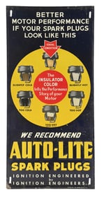 AUTO LITE SPARK PLUGS EMBOSSED TIN SIGN.