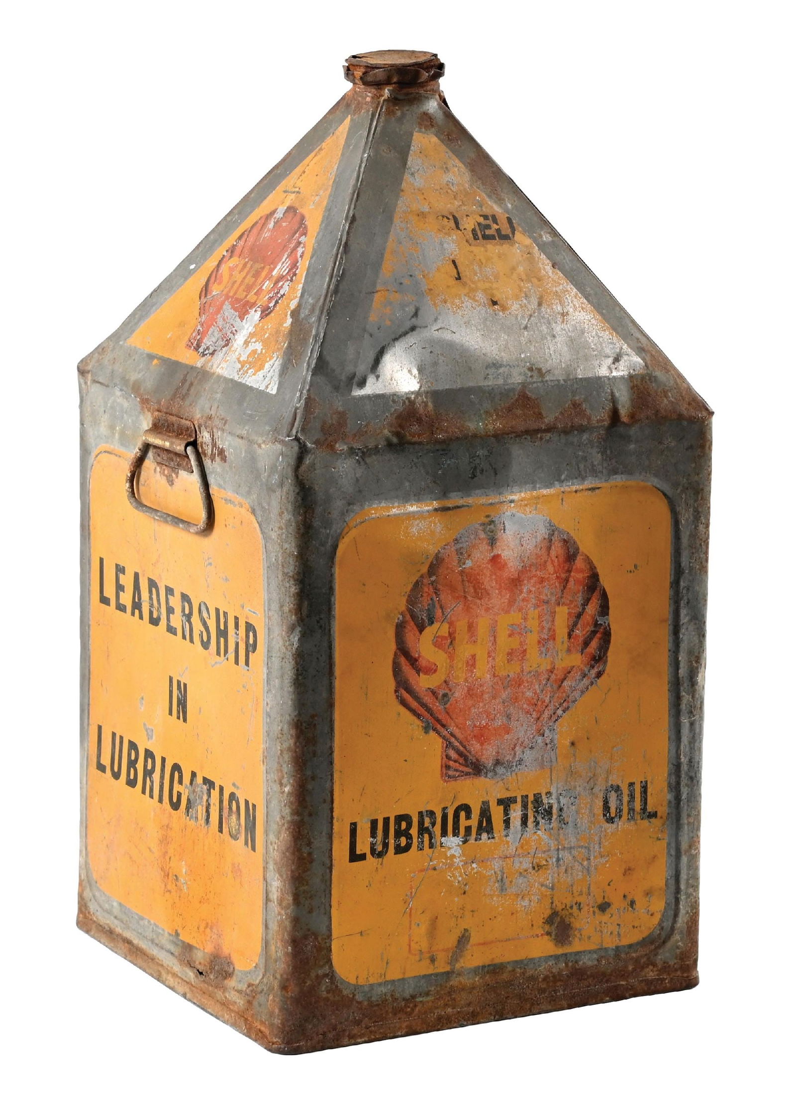 SHELL MOTOR OIL 5 GALLON CAN W/ CONE TOP. (1 of 5)