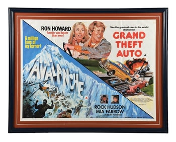 AVALANCHE & GRAND THEFT AUTO FRAMED MOVIE POSTER.