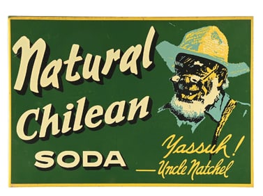 NATURAL CHILEAN SODA TIN FLANGE SIGN.
