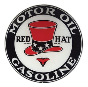 RED HAT GASOLINE & MOTOR OIL 15" GLOBE LENS.