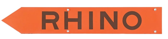 LOS ANGELES ZOO "RHINO" DIRECTIONAL PORCELAIN SIGN.