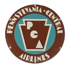 PENNSYLVANIA CENTRAL AIRLINES PORCELAIN SIGN.