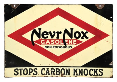 DX NEVRNOX GASOLENE PORCELAIN SERVICE STATION SIGN .