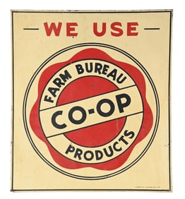 WE USE CO-OP PRODUCTS TIN SIGN.