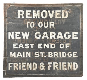 FRIEND & FRIEND FORD AUTHORIZED SERVICE GARAGE HAND PAINTED WOOD SIGN.