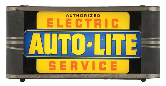 AUTO LITE AUTHORIZED ELECTRIC SERVICE GLASS FACED LIGHT- UP STORE DISPLAY.