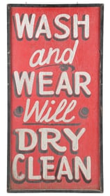 ONE STOP SERVICE WASH & WEAR HAND PAINTED WOOD SIGN.