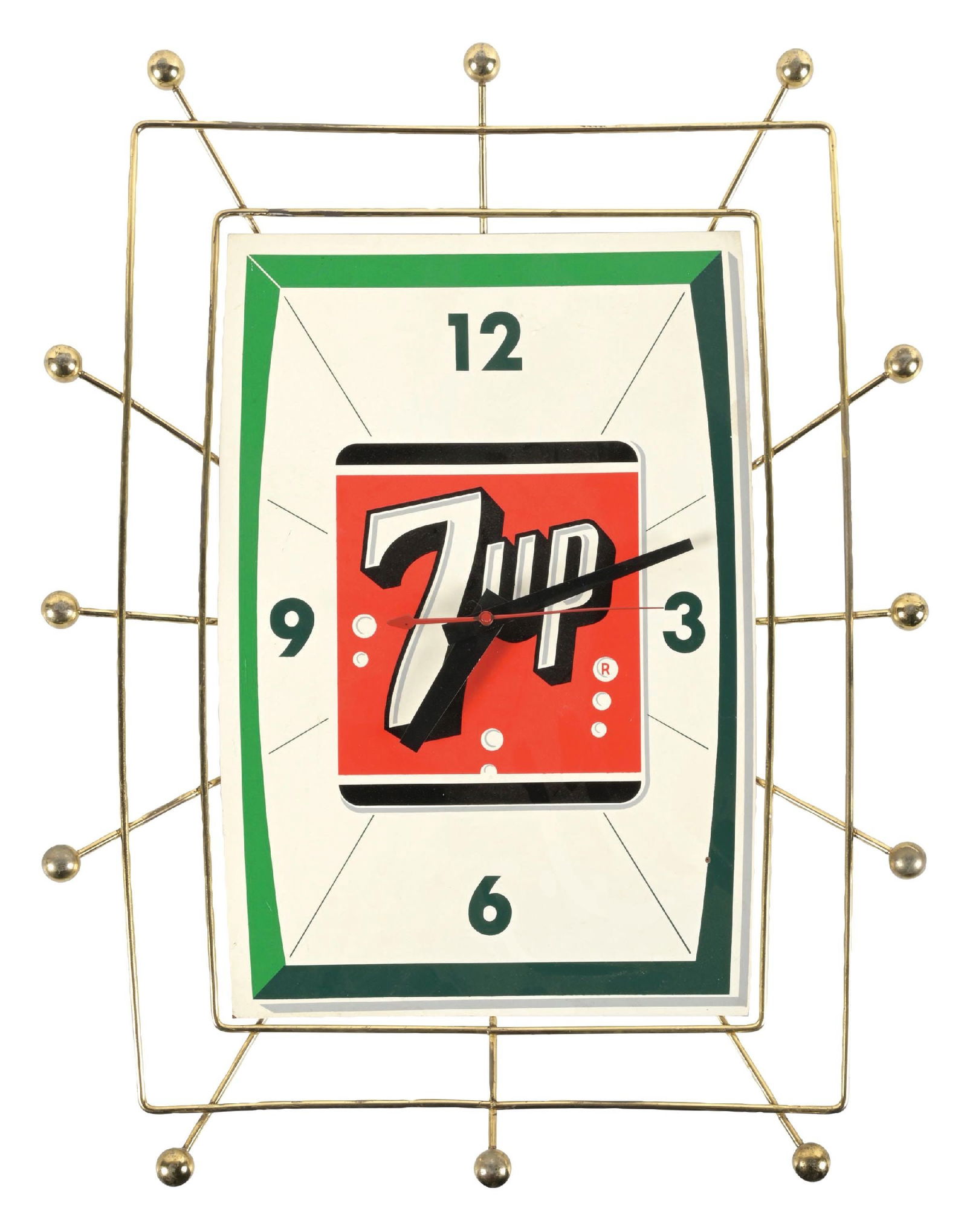 7UP SODA POP "SPUTNIK" ADVERTISING CLOCK. (1 of 2)