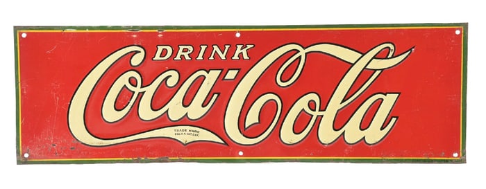 DRINK COCA-COLA EMBOSSED TIN SIGN.