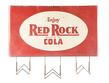 ENJOY RED ROCK COLA TIN GROCERY STORE BAG RACK.
