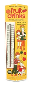 GREEN SPOT FRUIT DRINKS TIN ADVERTISING THERMOMETER.