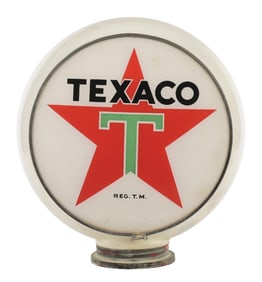 TEXACO GASOLINE COMPLETE 13.5" GLOBE ON SCREW BASE WIDE GILL BODY.