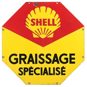 SHELL GASOLINE & MOTOR OIL PORCELAIN SIGN.