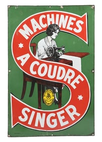 SINGER SEWING MACHINES PORCELAIN SIGN.