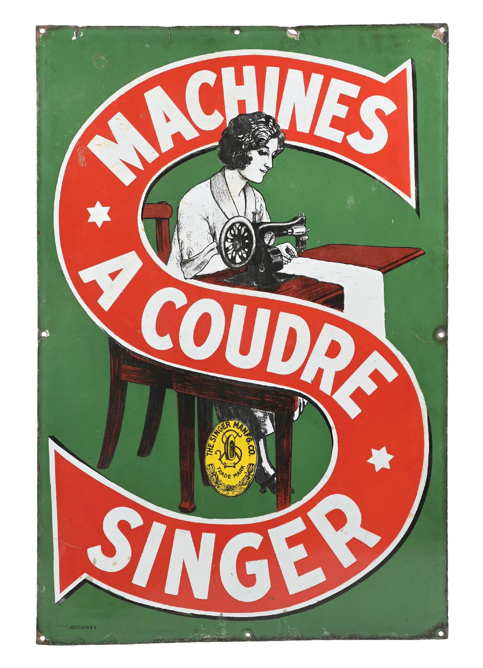 SINGER SEWING MACHINES PORCELAIN SIGN. (1 of 3)