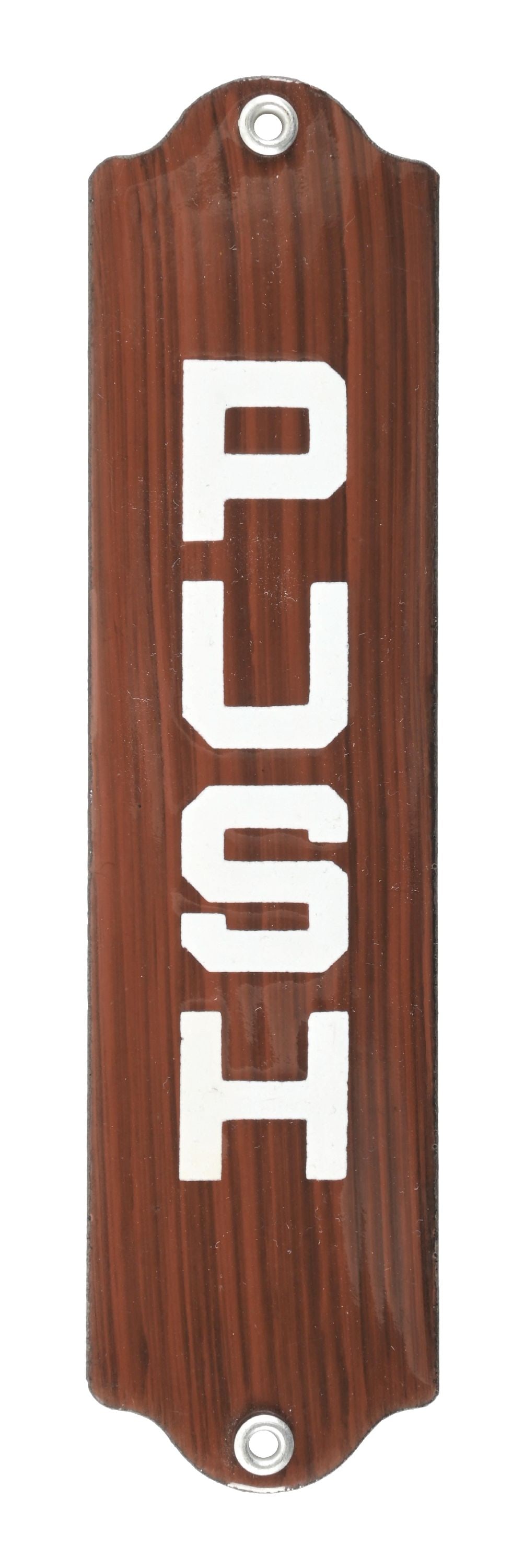 N.O.S. "PUSH" PORCELAIN DOOR DIRECTIONAL PUSH PLATE SIGN. (1 of 2)