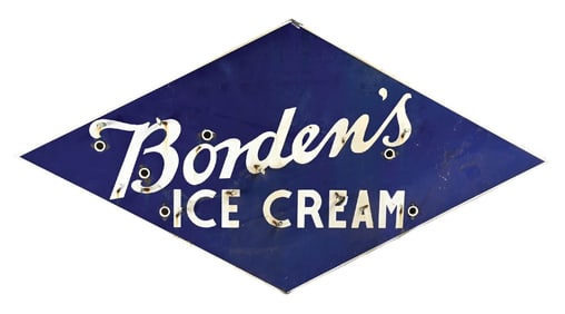 BORDENS ICE CREAM PORCELAIN NEON SKIN SIGN.