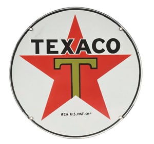 TEXACO GASOLINE & MOTOR OIL 15" PORCELAIN SIGN.