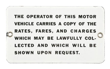 CITY BUS RATES & FARES N.O.S. PORCELAIN TRANSPORTATION SIGN.
