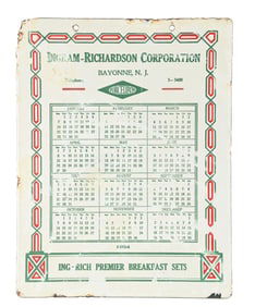 INGRAM-RICHARDSON 1934 PORCELAIN CALENDAR.
