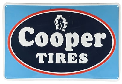 COOPER TIRES EMBOSSED TIN SIGN.