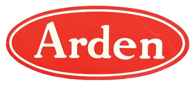 ARDEN MILK EMBOSSED TIN SIGN.