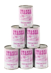 COLLECTION OF SIX: ITASCA SNOWMOBILE OIL ONE QUART CANS.