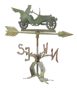 AUTOMOBILE WEATHERVANE W/ DIRECTIONAL ARROW.