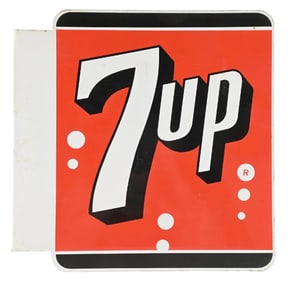 7UP SODA POP TIN FLANGE SIGN.