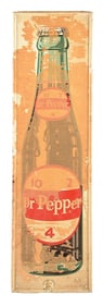 DR. PEPPER SELF FRAMED TIN SIGN W/ BOTTLE GRAPHIC.