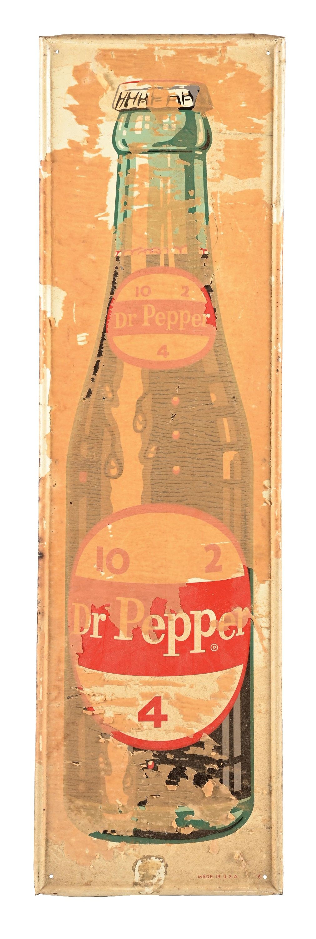 DR. PEPPER SELF FRAMED TIN SIGN W/ BOTTLE GRAPHIC. (1 of 3)