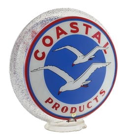 COASTAL PRODUCTS COMPLETE 13.5" GLOBE ON CLEAR RIPPLE GLASS BODY.