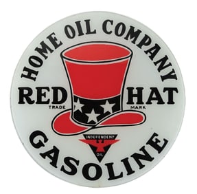 RED HAT GASOLINE "HOME OIL COMPANY" 15" SINGLE GLOBE LENS.