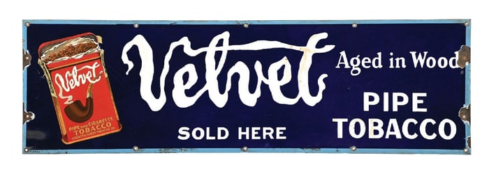 VELVET PIPE TOBACCO PORCELAIN SIGN.