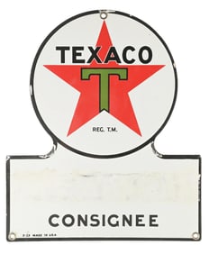 TEXACO CONSIGNEE PORCELAIN KEYHOLE SIGN.