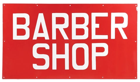 LARGE BARBER SHOP PORCELAIN SIGN.