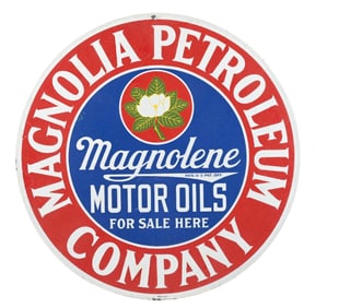 MAGNOLIA MAGNOLENE MOTOR OILS FOR SALE HERE PORCELAIN SIGN.