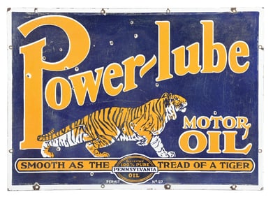 POWERLUBE MOTOR OIL PORCELAIN SIGN.
