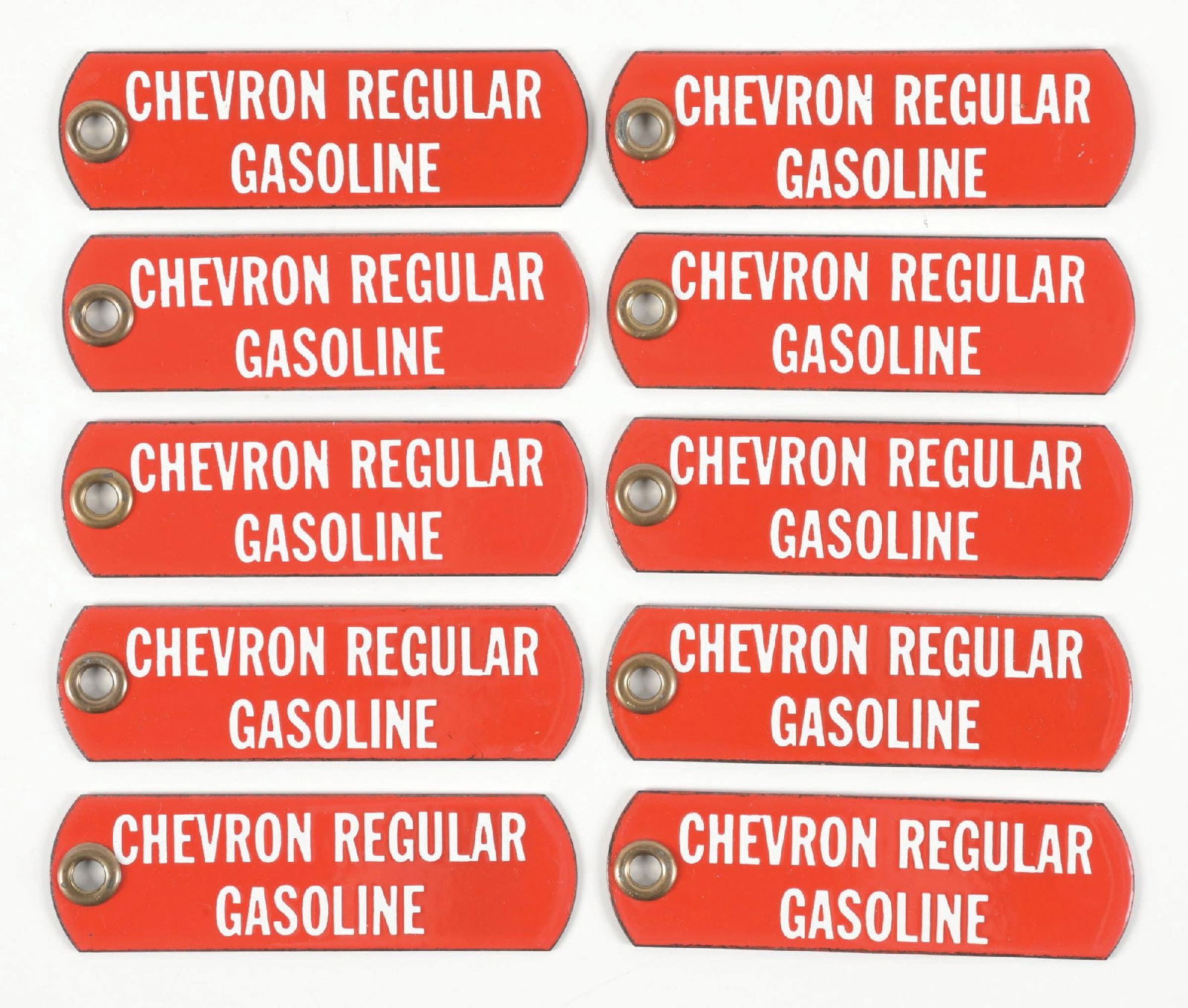 NEW OLD STOCK CHEVRON GASOLINE PORCELAIN SIGNS WITH ORIGINAL SHIPPING PAPER. (1 of 3)