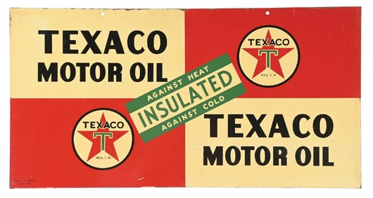 TEXACO MOTOROIL TIN RACK SIGN.