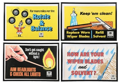 COLLECTION OF 4: CHEVROLET AUTOMOBILES FRAMED PAPER DEALERSHIP POSTERS.