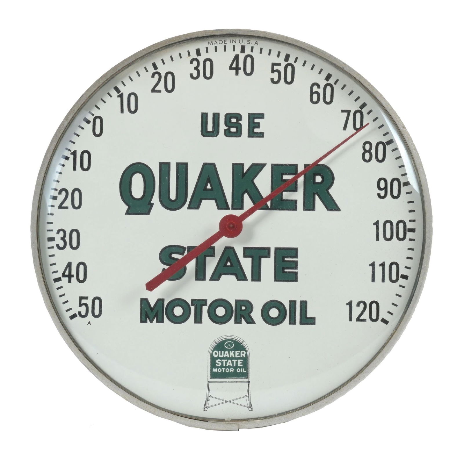 QUAKER STATE MOTOR OIL SERVICE STATION THERMOMETER. (1 of 2)