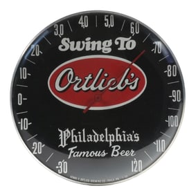 ORTLIEBS PHILADELPHIA FAMOUS BEER ADVERTISING THERMOMETER.