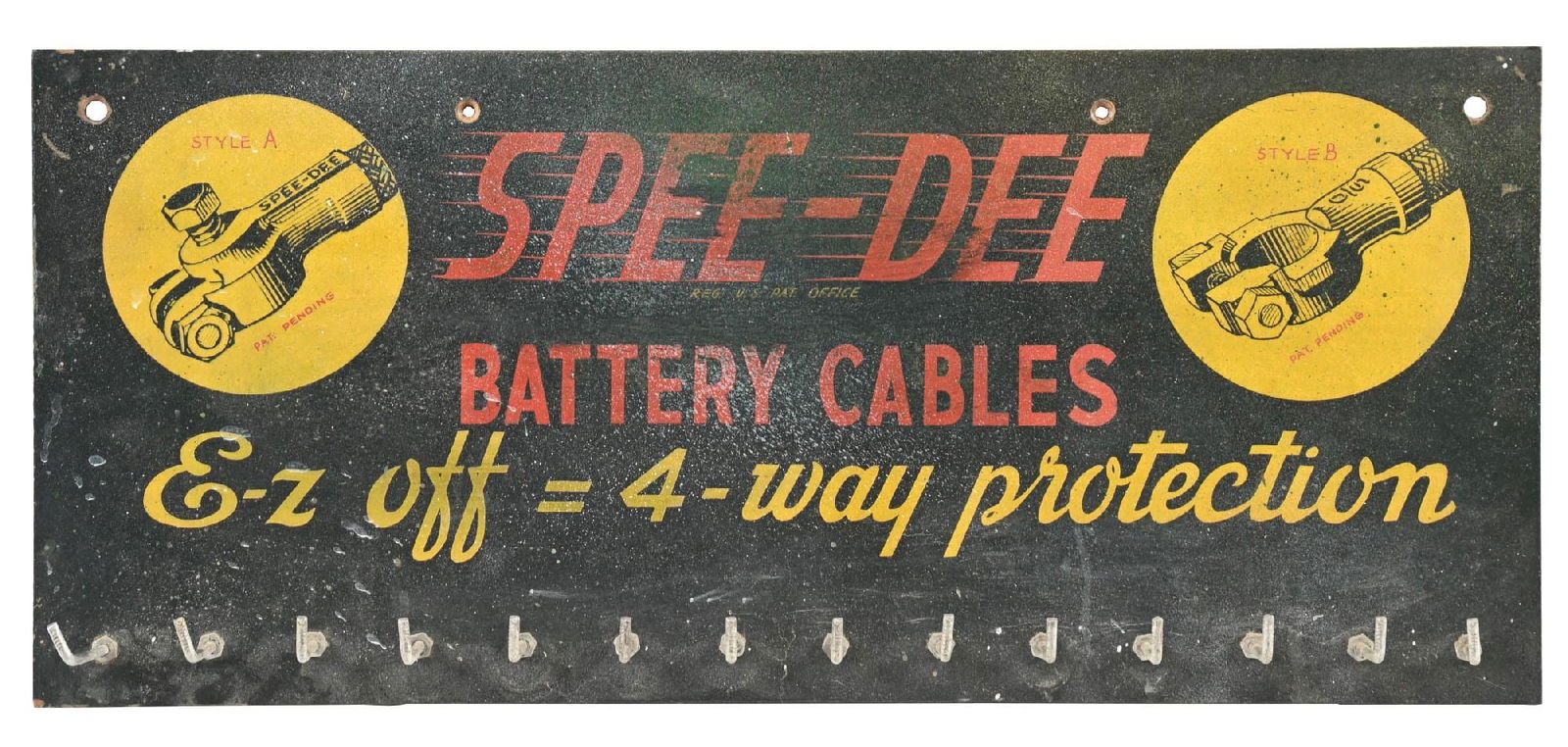 SPEE DEE BATTERY CABLES MASONITE SERVICE STATION RACK. (1 of 3)