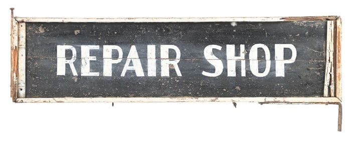 REPAIR SHOP HAND PAINTED WOOD SIGN.