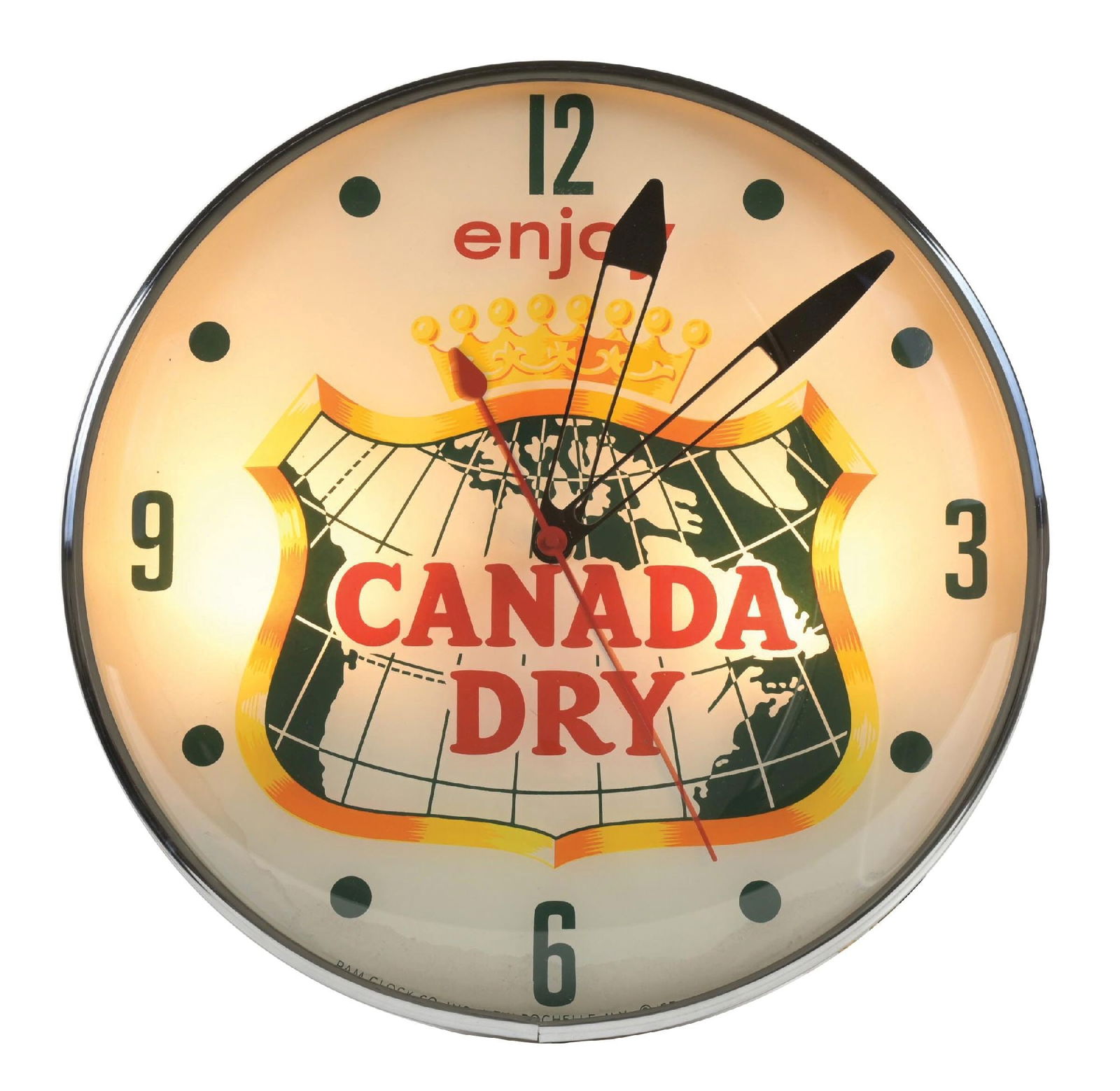 CANADA DRY GINGER ALE LIGHT UP ADVERTISING CLOCK. (1 of 4)
